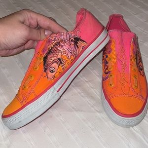 Ed Hardy | Neon pink and orange koi Sneakers | size 6